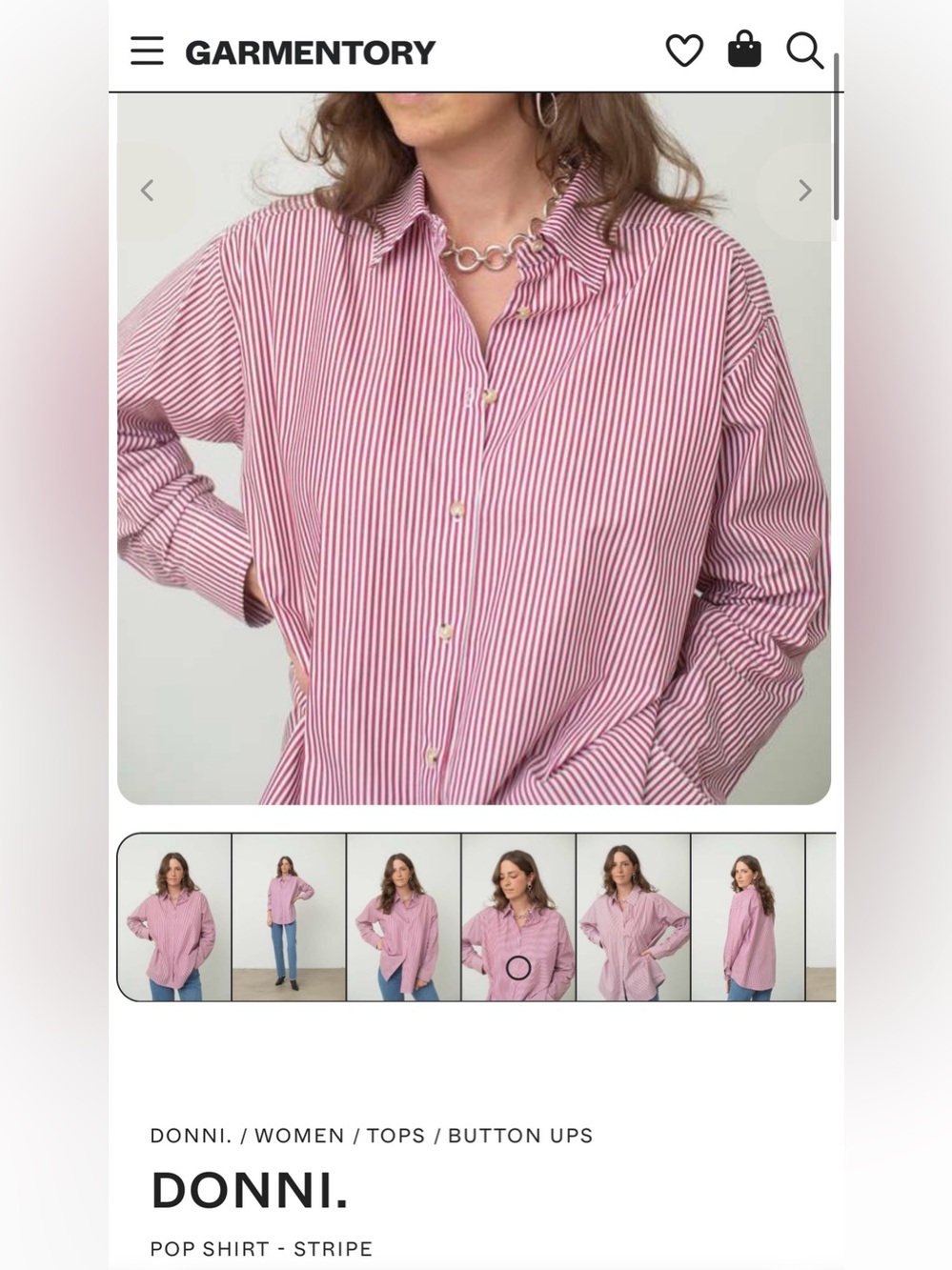 DONNI. Red and White Striped Pop Shirt